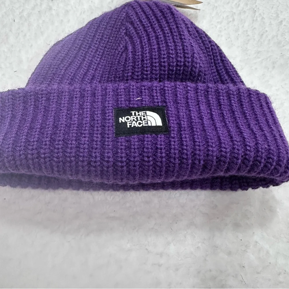 Kids Purple Knit North Face Hat
